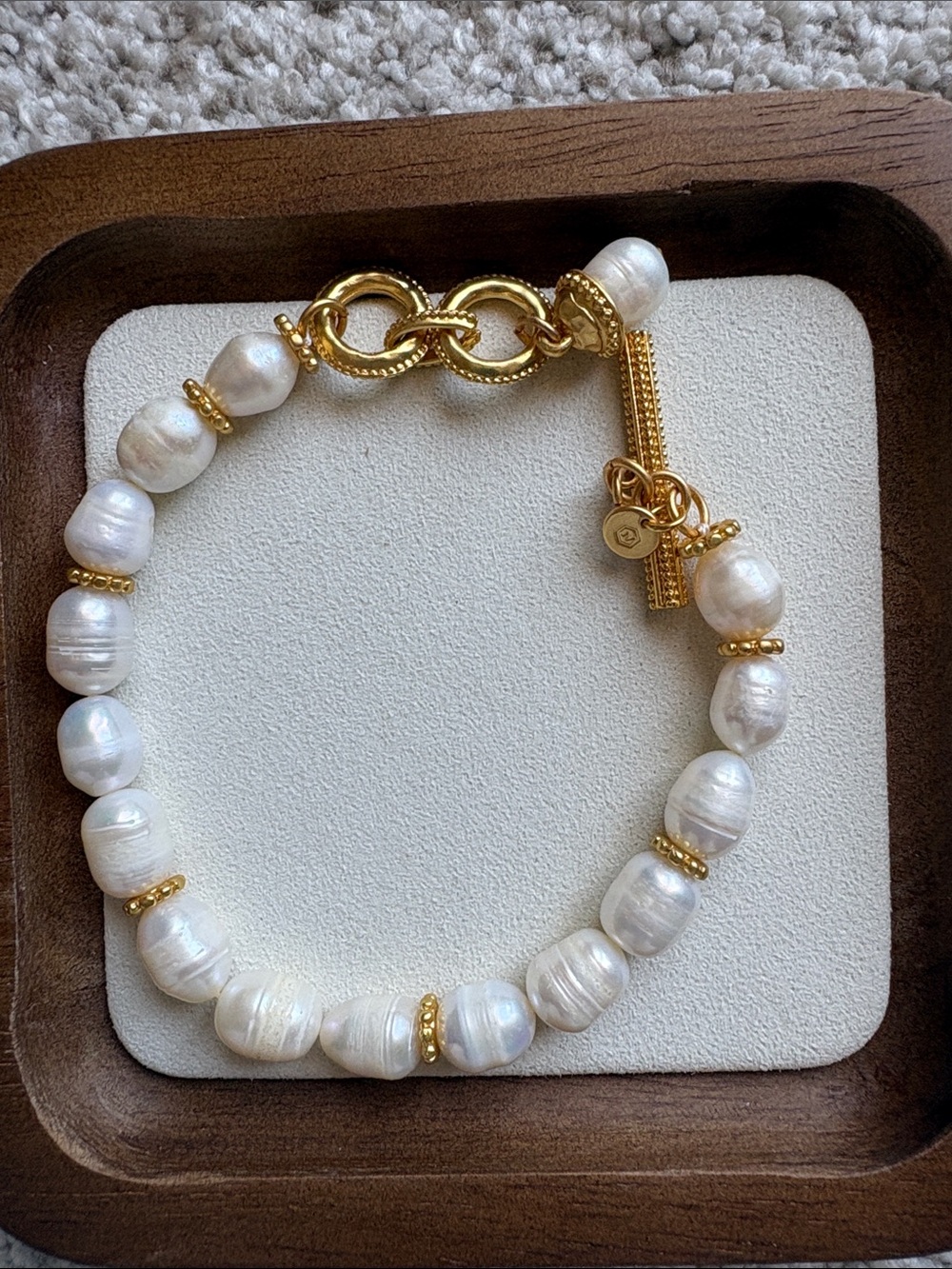 Julie Vos Gold and Cream Pearl Bracelet